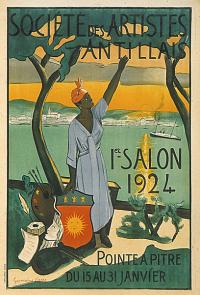 Affiche Société des artistes antillais. 1° salon 1924. Pointe-à-Pitre du 15 au 31 janvier.