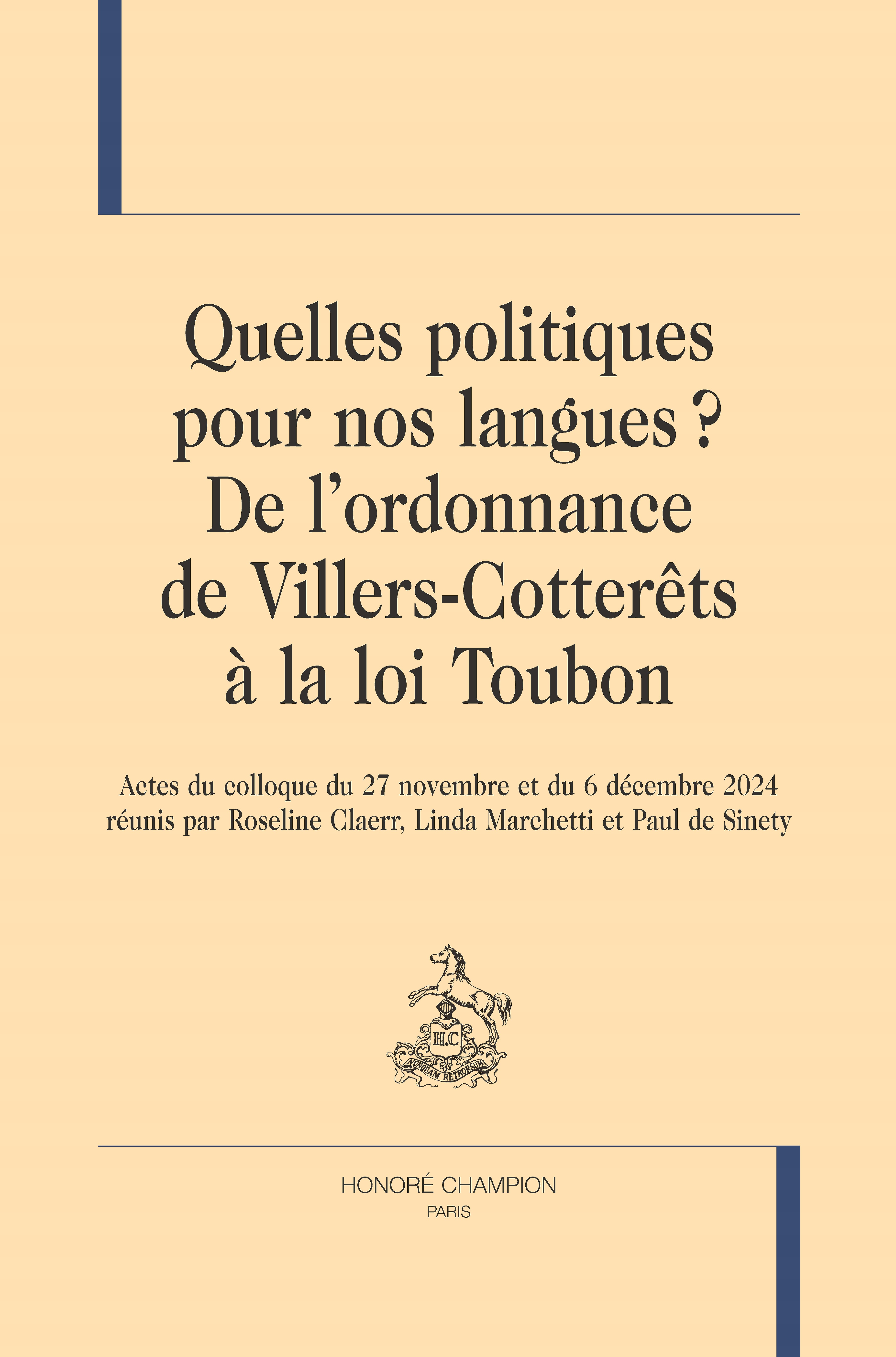 actes colloque Toubon 1ère de couverture
