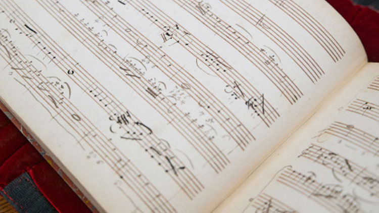 Andante de Mozart (1er violon et basse) et Mlle de Guînes (2e violon) p. 10 du manuscrit